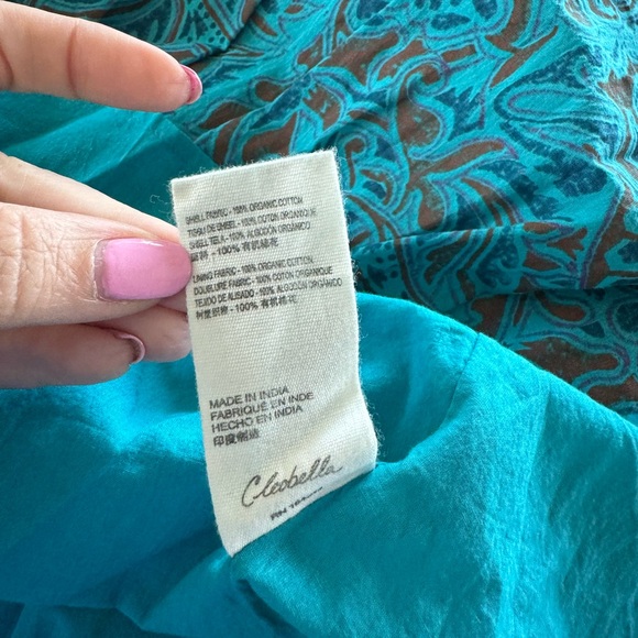 CLEOBELLA MARILYN ANKLE DRESS SQUARE SMOCKED NECKLINE ORGANIC COTTON IN BLUE - Picture 8 of 8